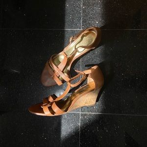 Lauren Ralph Lauren Brown Leather Sandal Wedges